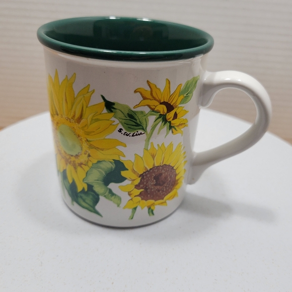 Vintage Potpourri Designs Sunflowers on White 1991 mug coffee cup - Picture 1 of 9
